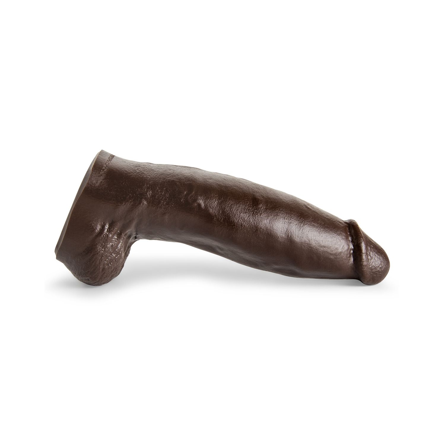 Beefcake dildo lying flat, displaying pronounced textures and a thick, ergonomic shaft for maximum realism and stretch.
