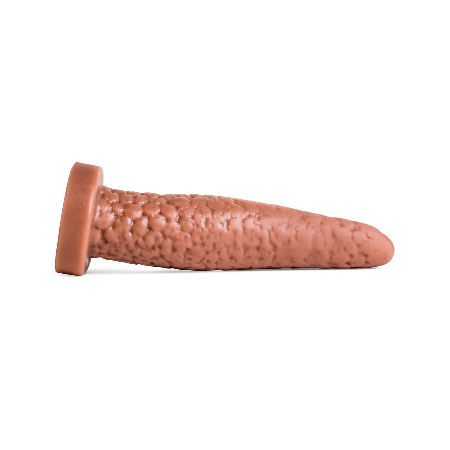 Side profile of Mr. Hankey dildo with smooth tapered design and raised surface detailing, perfect for experienced users seeking immersive sensations.