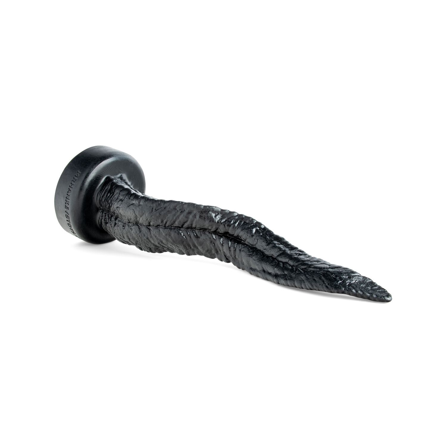 Side view of the Venomous Tongue dildo highlighting its deep ridges, curving silhouette, and snake-like body crafted for intense fantasy stimulation.